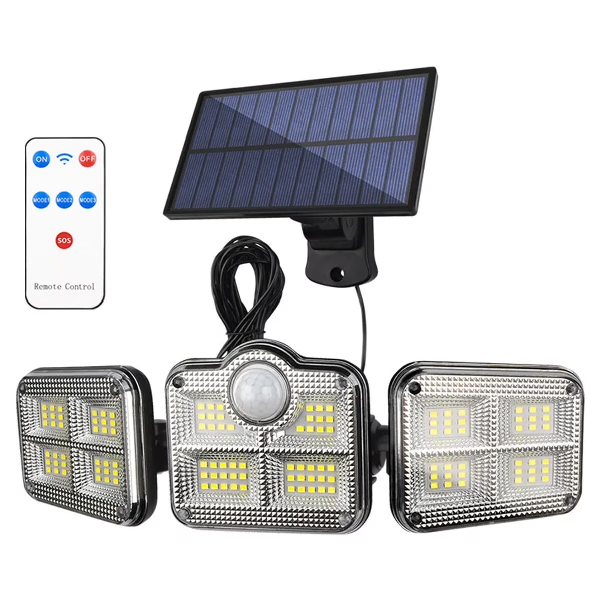 LAMPARA SOLAR 3 FOCOS CON SENSOR 