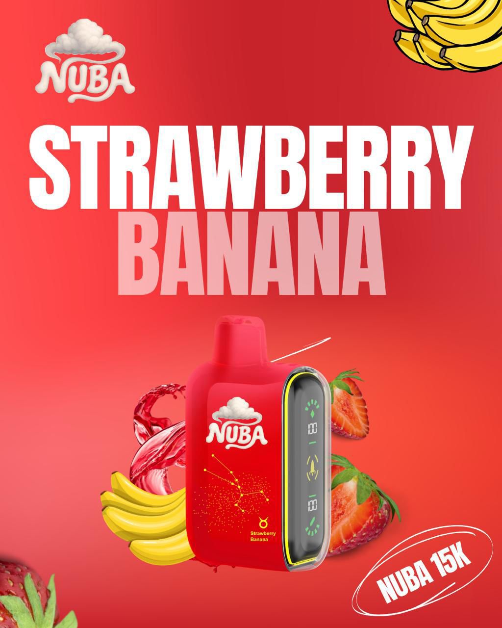 NUBA 15K PUFFS STRAWBERRY BANANA 