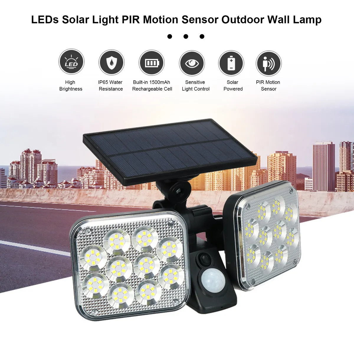 Lámpara Solar de Doble Cabezal