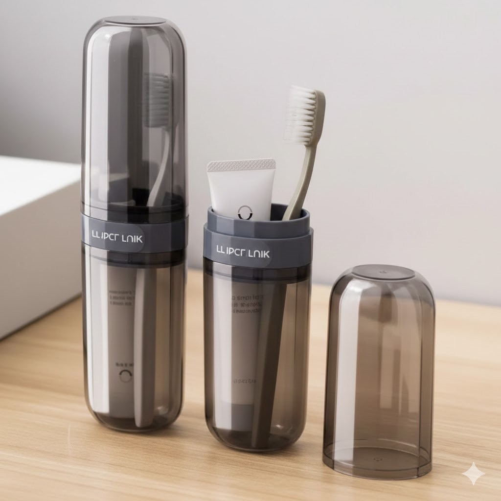 ESTUCHE PORTÁTIL PARA CEPILLO DE DIENTES Y CREMA DENTAL 