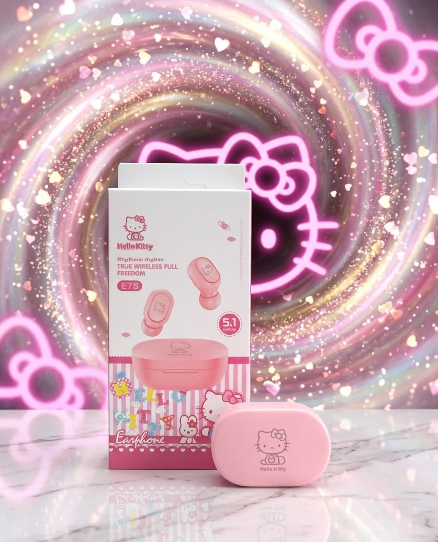 AUDIFONOS E7S HELLO KITTY ROSADO 