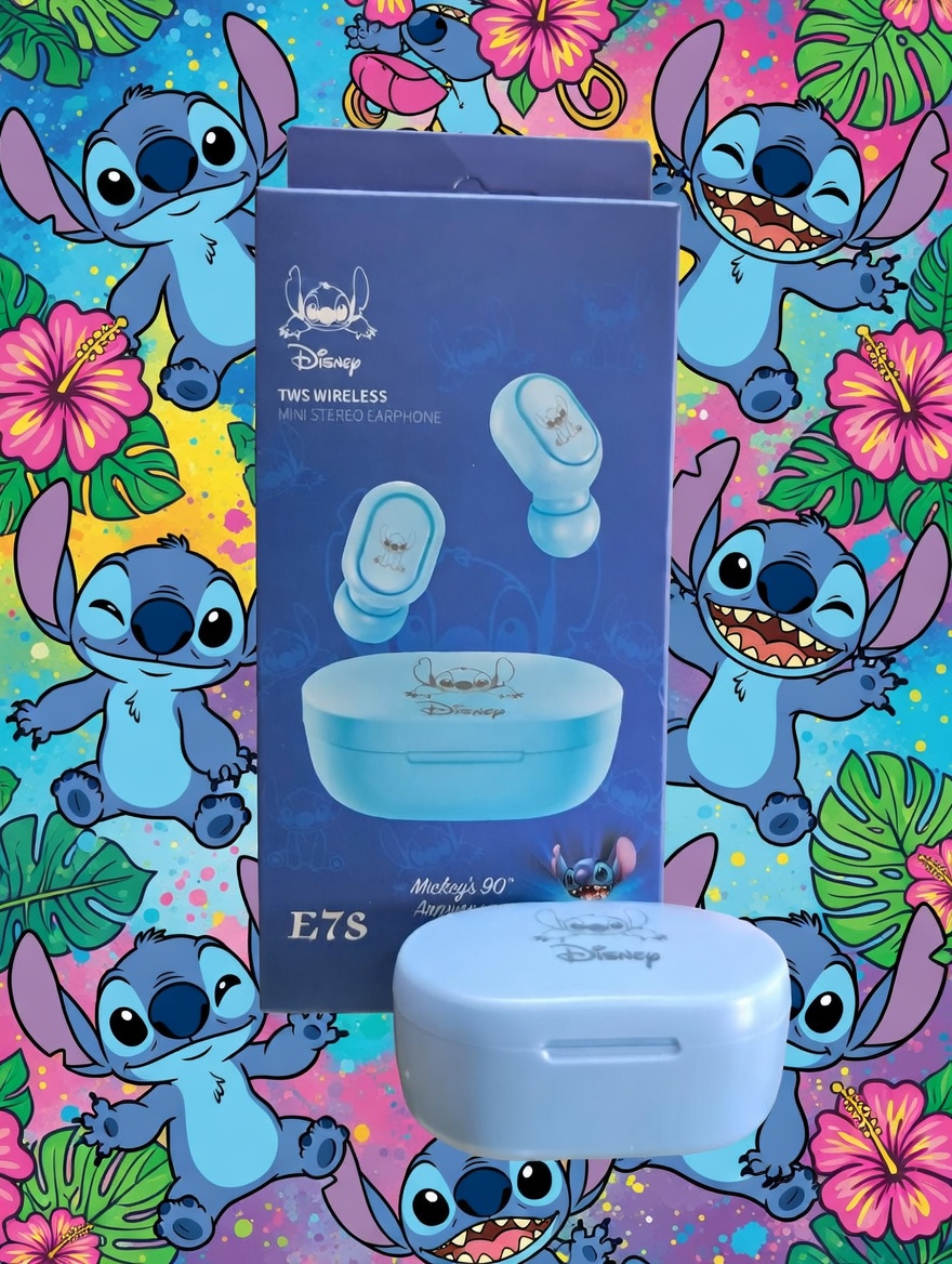 AUDIFONOS E7S STITCH CELESTE 