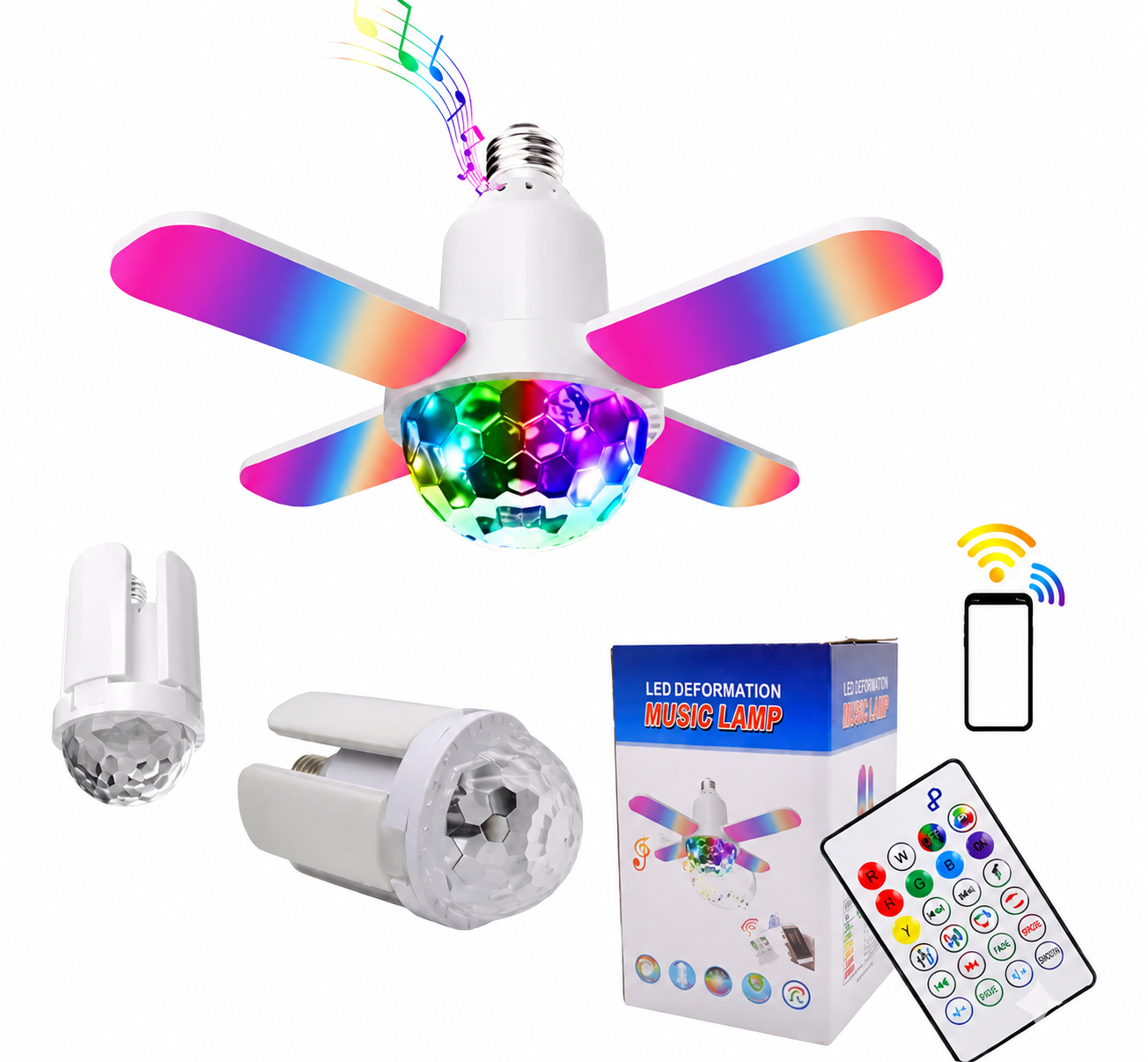 FOCO MUSICAL CON LUZ LED DE COLORES