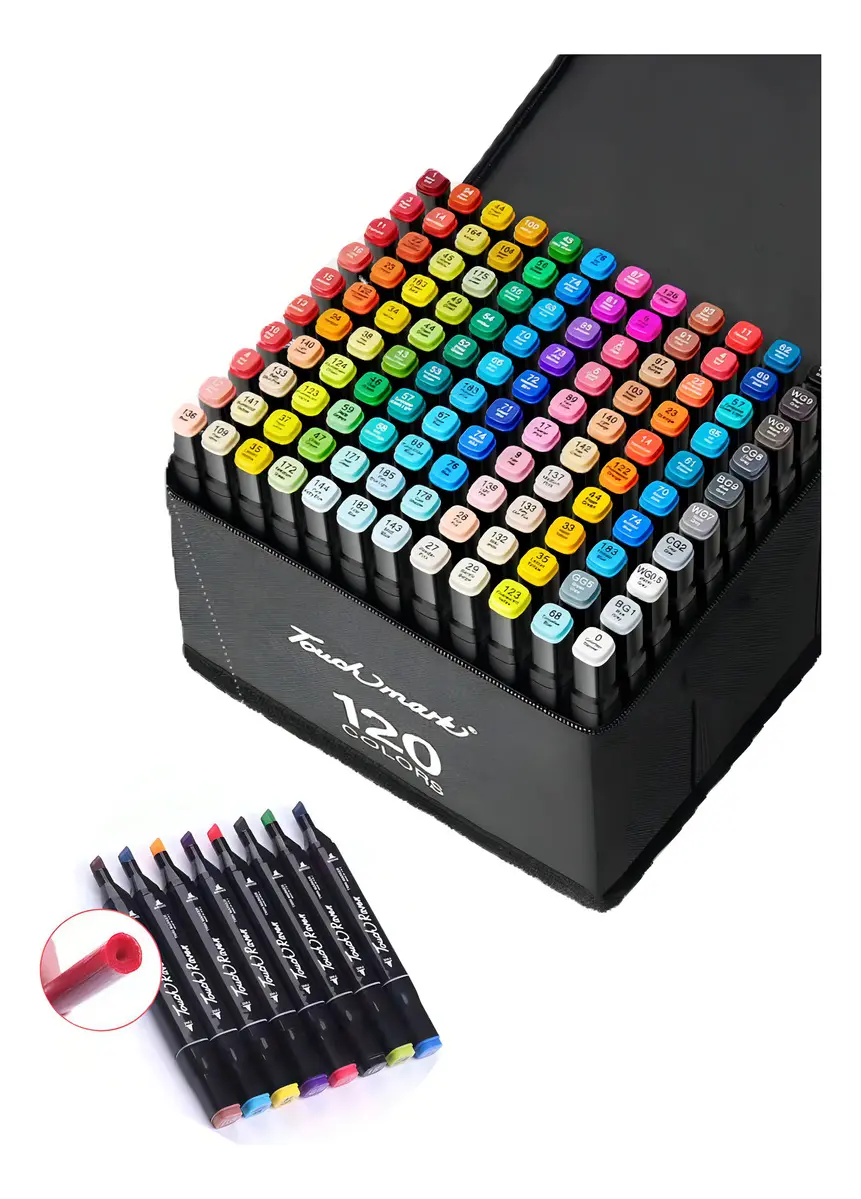 SET DE MARCADORES DOBLE PUNTA 120 PCS MAYOREO 