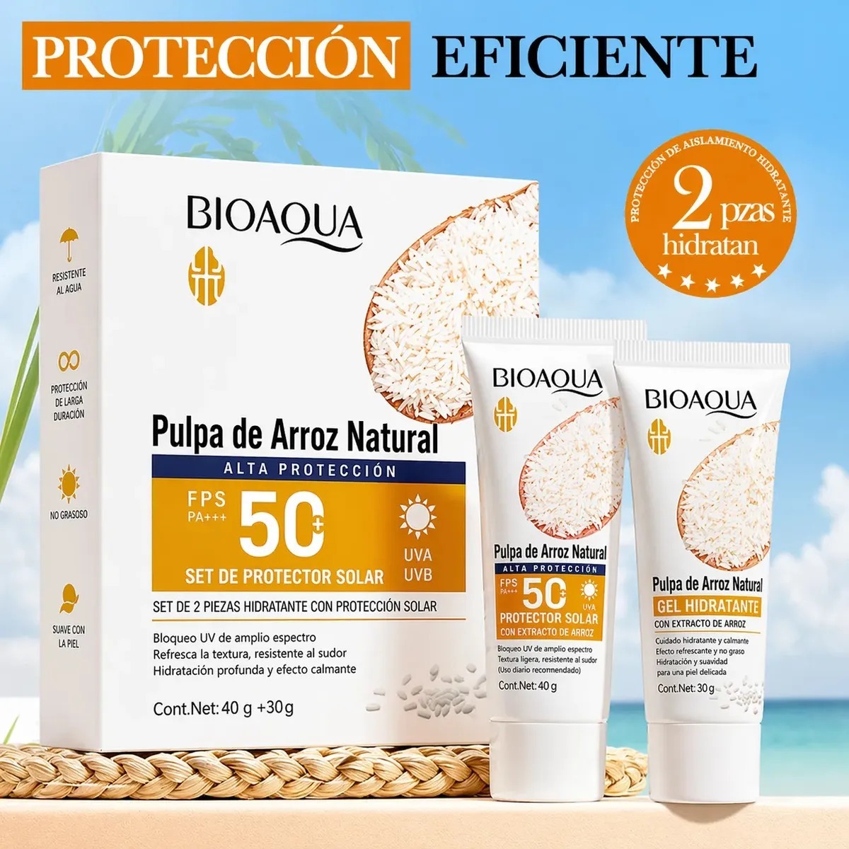 DUO DE PROTECTORES SOLARES CON EXTRACTO DE ARROZ 