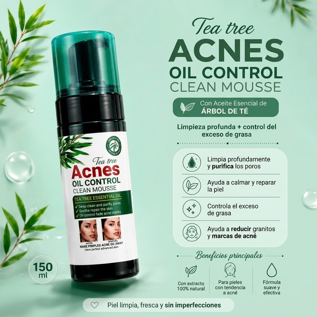 LIMPIADOR FACIAL CON EXTRACTOR DE TÉ DE ÁRBOL PARA ACNÉ 