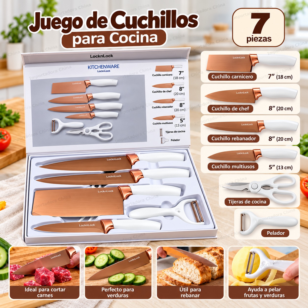 JUEGO DE CUCHILLOS PROFESIONAL 7CS 